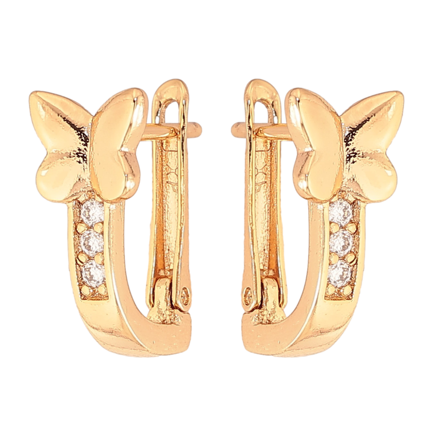 Серьги Xuping цвет Позолота 18К английский замок "Бабочки" фото №1