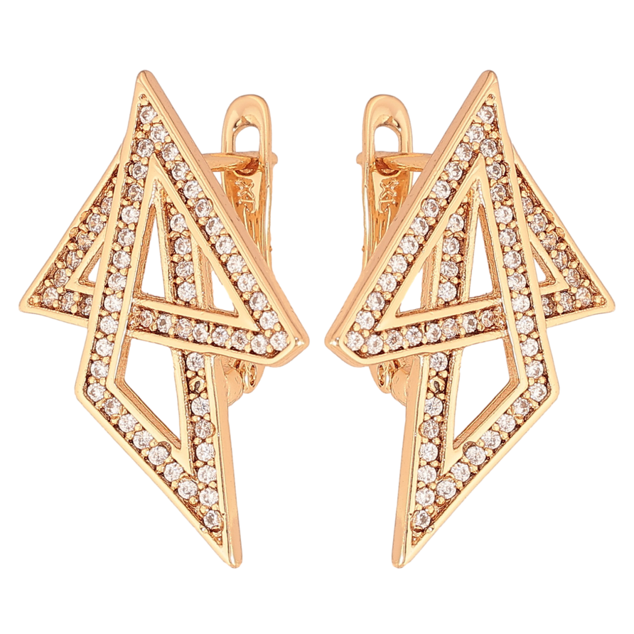 Серьги Xuping цвет Позолота 18К английский замок "Узор с кристаллами" фото №1 Серьги Xuping цвет Позолота 18К английский замок "Узор с кристаллами" фото №1