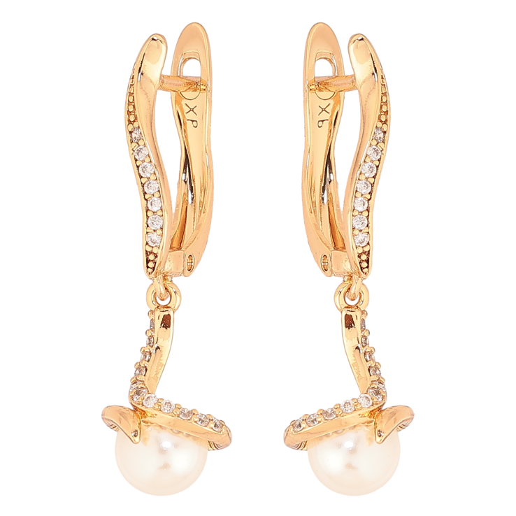 Серьги Xuping цвет Позолота 18К английский замок "Жемчужные подвески" фото №17 Серьги Xuping цвет Позолота 18К английский замок "Жемчужные подвески" фото №17