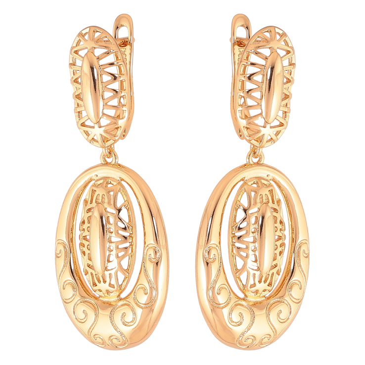 Серьги Xuping цвет Позолота 18К английский замок "Овальные подвески" фото №11 Серьги Xuping цвет Позолота 18К английский замок "Овальные подвески" фото №11