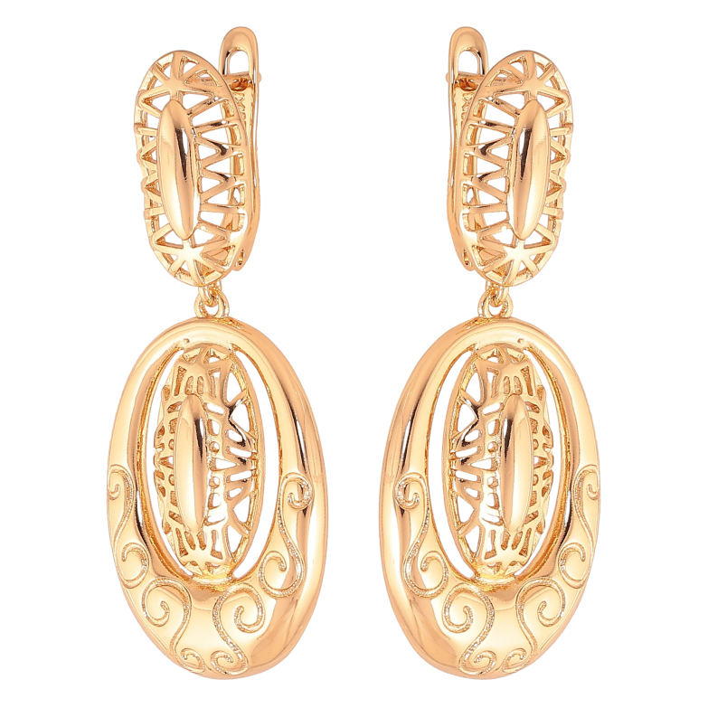 Серьги Xuping цвет Позолота 18К английский замок "Овальные подвески" фото №1