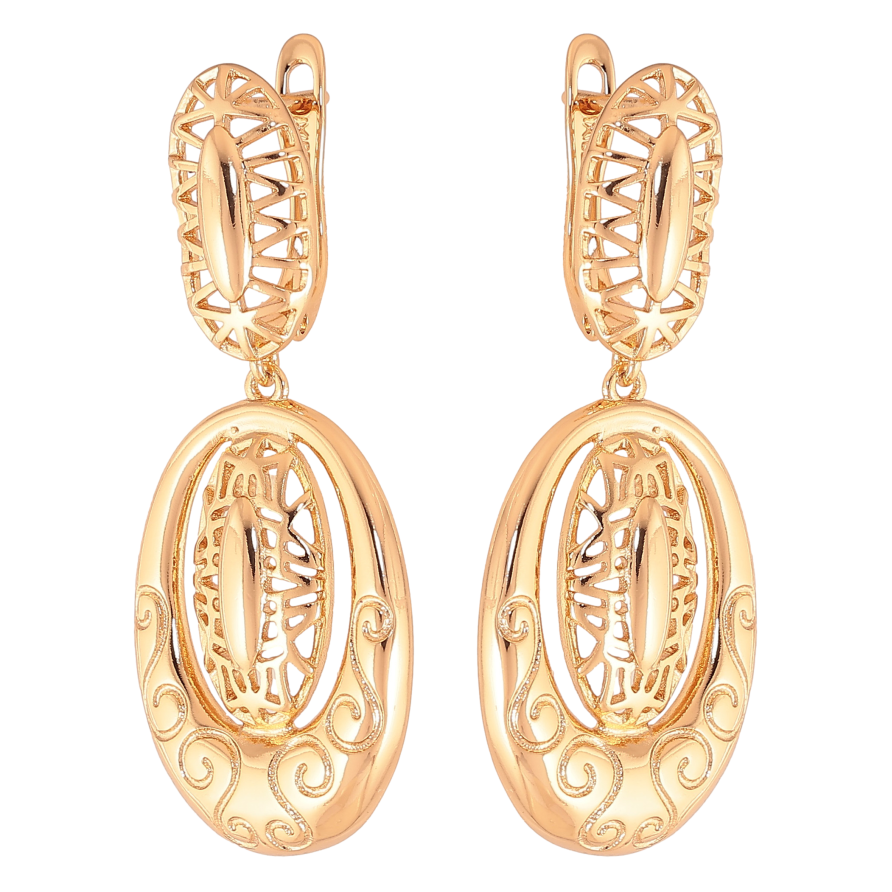 Серьги Xuping цвет Позолота 18К английский замок "Овальные подвески" фото №1