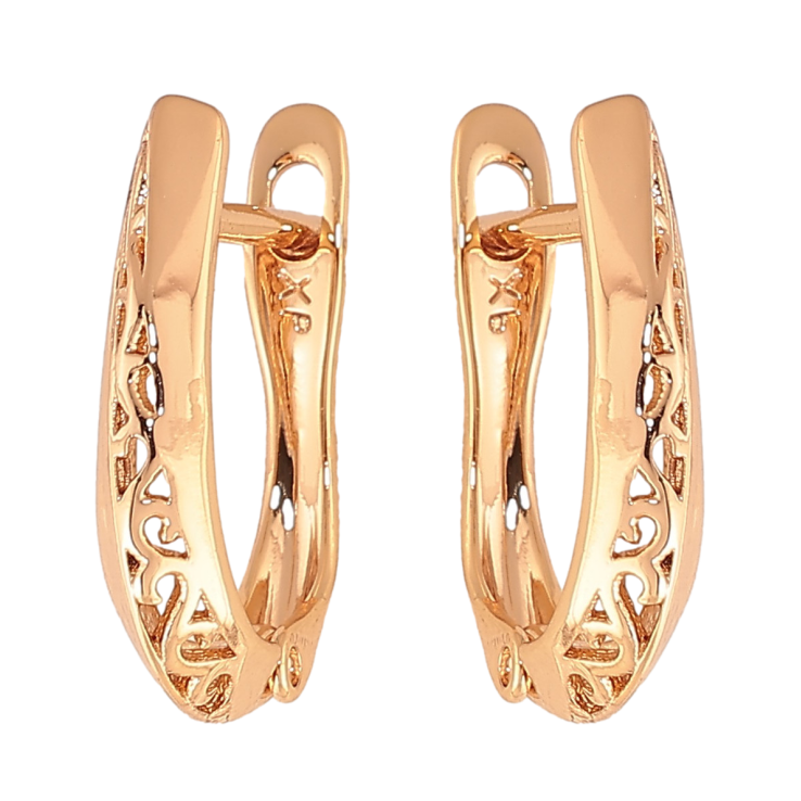 Серьги Xuping цвет Позолота 18К английский замок "Резной узор" фото №18