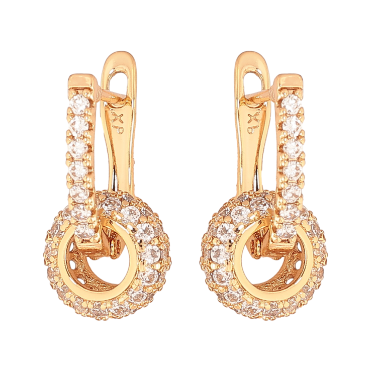 Сережки Xuping колір Позолота 18К англійський замок "Підвіски з інкрустацією кристалами" 2 в 1 фото №19