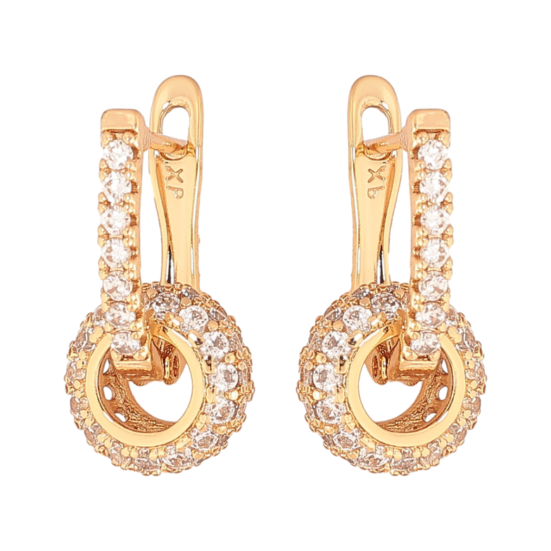 Сережки Xuping колір Позолота 18К англійський замок "Підвіски з інкрустацією кристалами" 2 в 1 фото №1