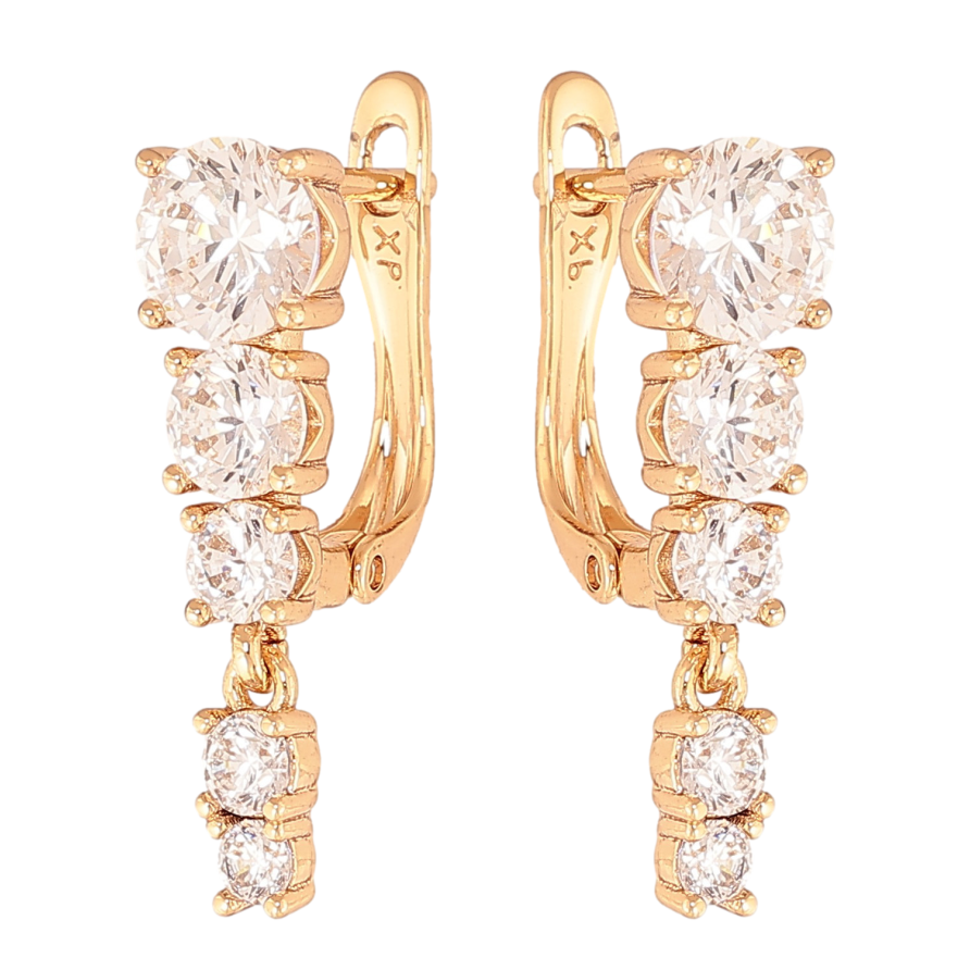 Сережки Xuping колір Позолота 18К англійський замок "Візерунок з кристалами" фото №1