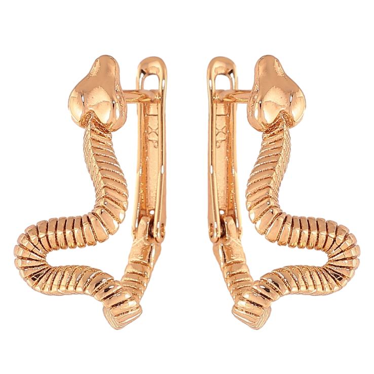 Сережки Xuping колір Позолота 18К англійський замок "Змійки" фото №3