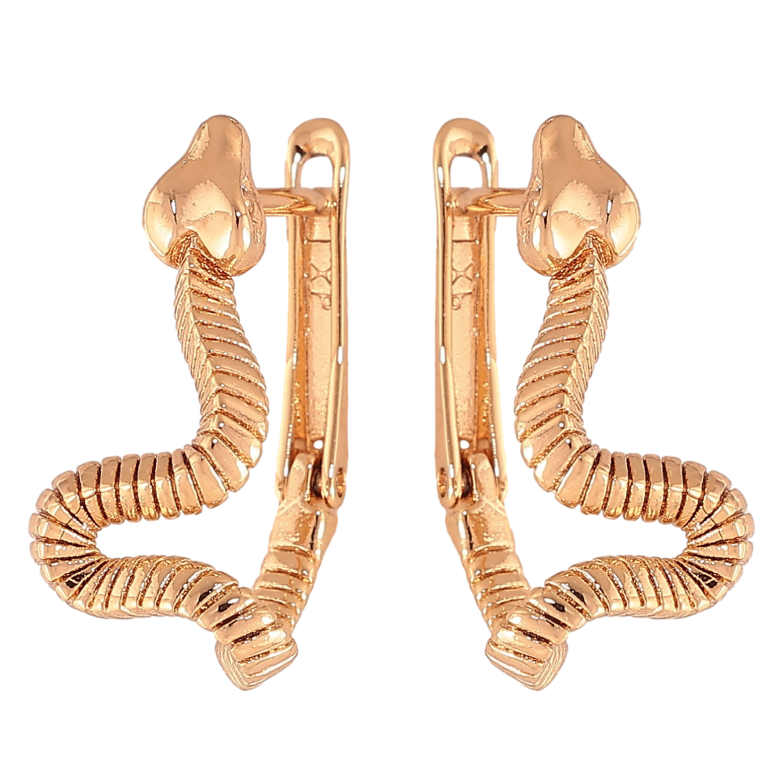 Сережки Xuping колір Позолота 18К англійський замок "Змійки" фото №1