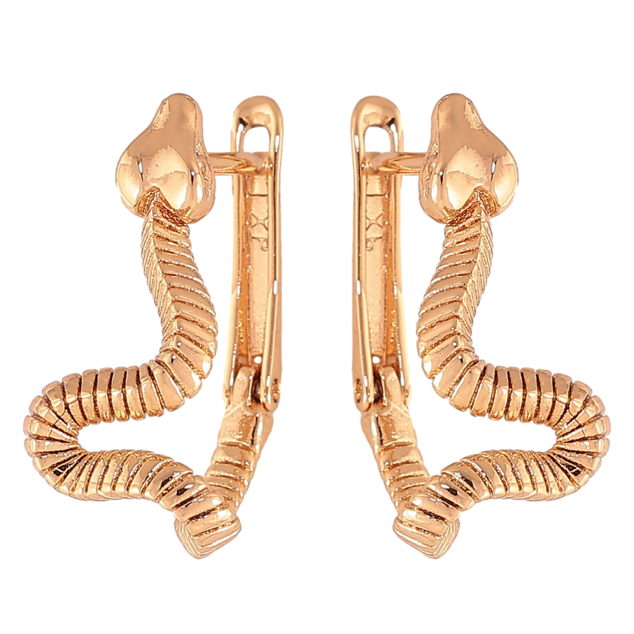 Сережки Xuping колір Позолота 18К англійський замок "Змійки" фото №1