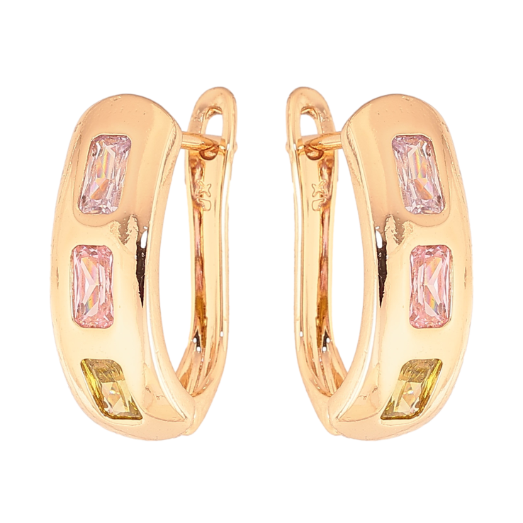 Серьги Xuping цвет Позолота 18K английский замок "Узор с разноцветными кристаллами" фото №11