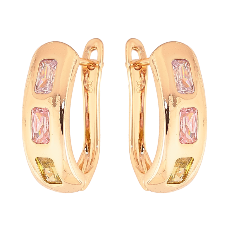 Серьги Xuping цвет Позолота 18K английский замок "Узор с разноцветными кристаллами" фото №1