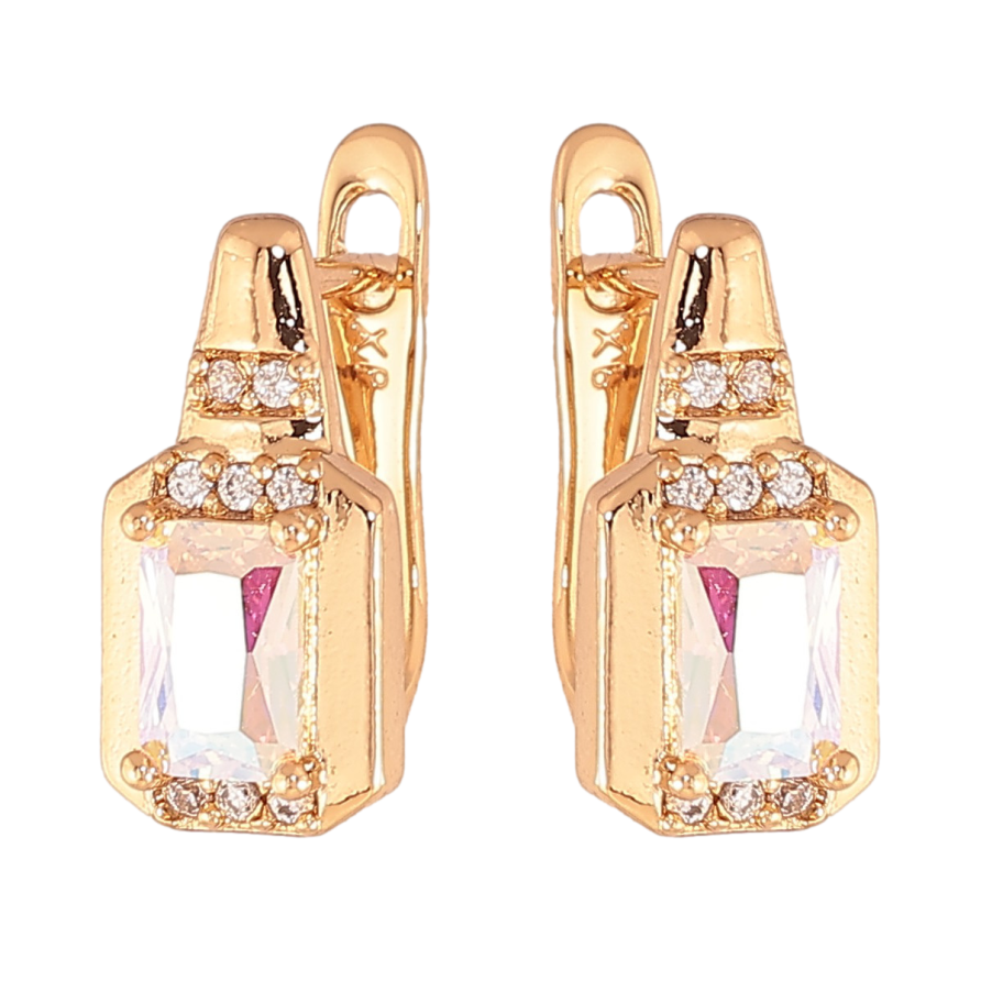 Серьги Xuping цвет Позолота 18K английский замок "Узор с радужными кристаллами" фото №1 Серьги Xuping цвет Позолота 18K английский замок "Узор с радужными кристаллами" фото №1