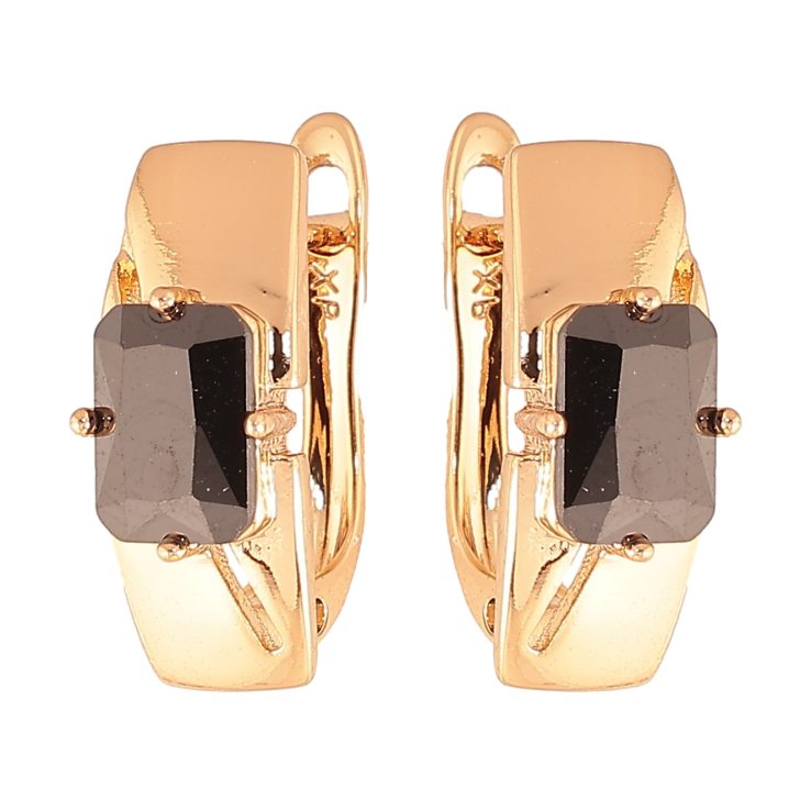 Серьги Xuping цвет Позолота 18K английский замок "Узор с черными кристаллами" фото №20 Серьги Xuping цвет Позолота 18K английский замок "Узор с черными кристаллами" фото №20