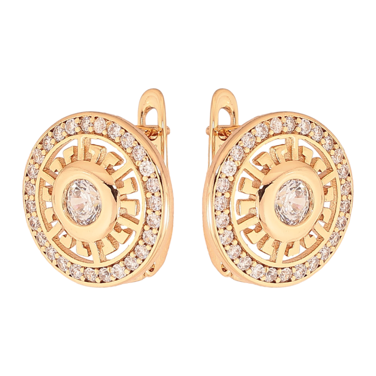 Сережки Xuping колір Позолота 18K англійський замок "Візерунок з кристалами" фото №9 Сережки Xuping колір Позолота 18K англійський замок "Візерунок з кристалами" фото №9