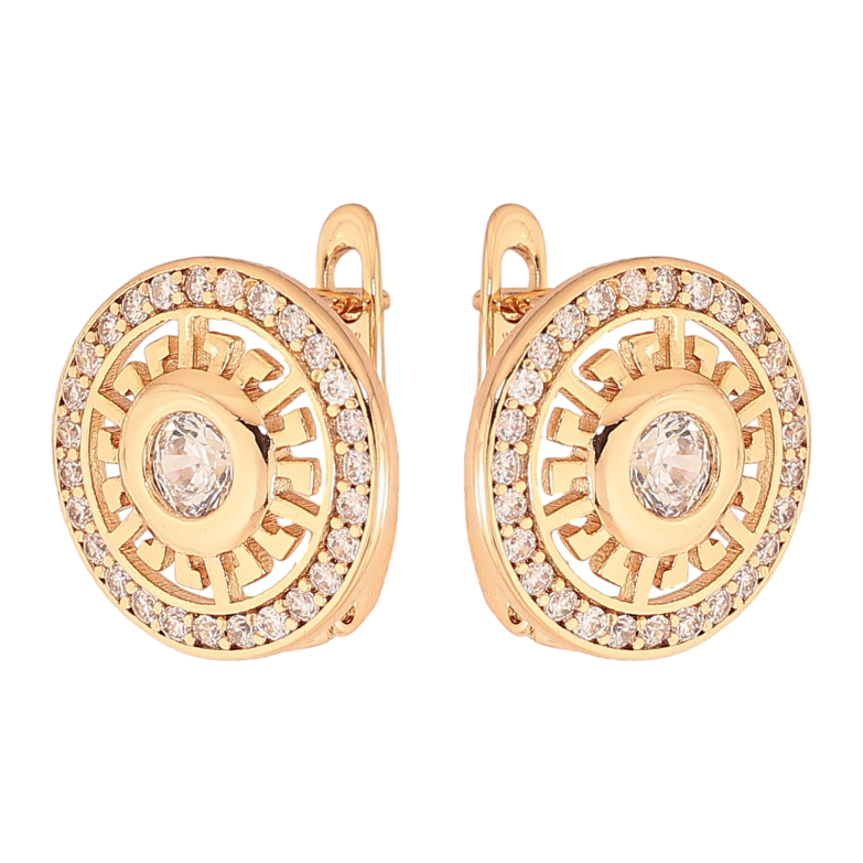 Серьги Xuping цвет Позолота 18K английский замок "Узор с кристаллами" фото №1