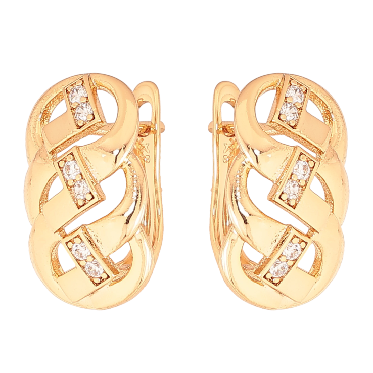 Сережки Xuping колір Позолота 18K англійський замок "Візерунок з кристалами" фото №25 Сережки Xuping колір Позолота 18K англійський замок "Візерунок з кристалами" фото №25