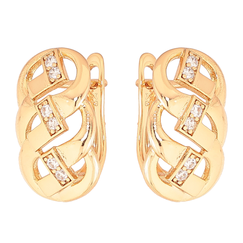 Сережки Xuping колір Позолота 18K англійський замок "Візерунок з кристалами" фото №1