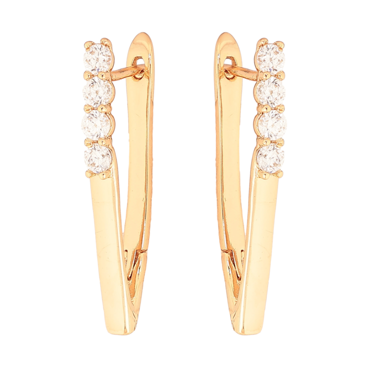 Сережки Xuping колір Позолота 18K англійський замок "Скоби з кристалами" фото №5 Сережки Xuping колір Позолота 18K англійський замок "Скоби з кристалами" фото №5