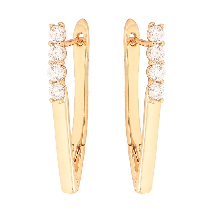 Сережки Xuping колір Позолота 18K англійський замок "Скоби з кристалами" фото №1