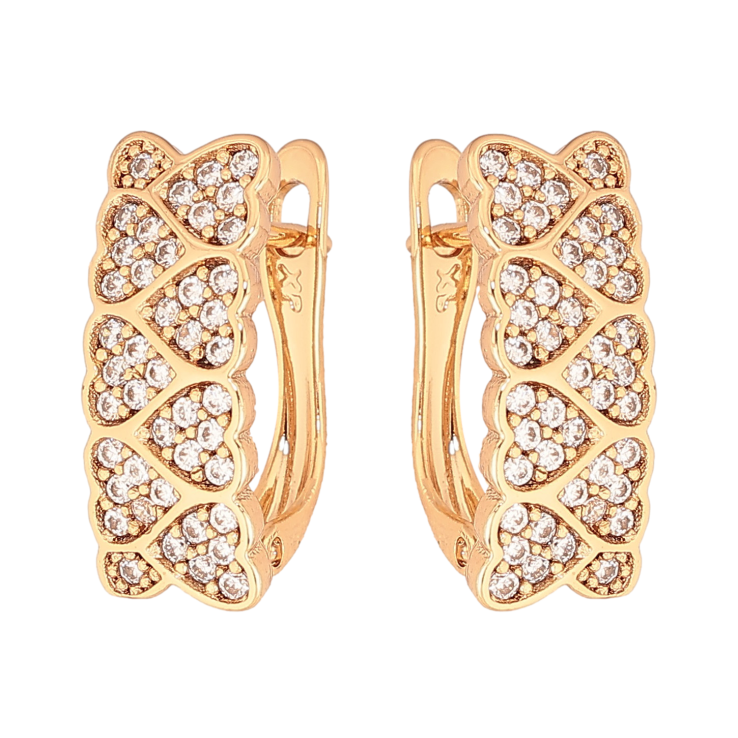 Серьги Xuping цвет Позолота 18K английский замок "Узор сердечки с кристаллами" фото №23