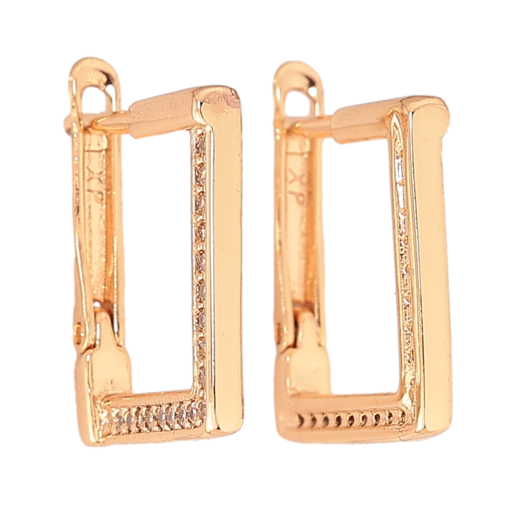 Серьги Xuping цвет Позолота 18K английский замок "Квадратные с кристаллами" фото №19