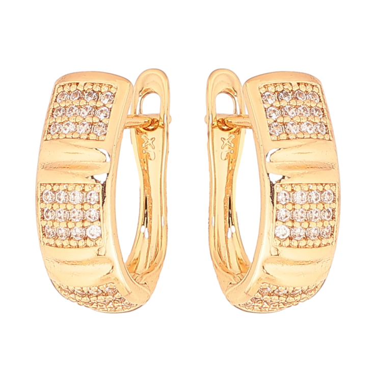 Серьги Xuping цвет Позолота 18K английский замок "Узор с кристаллами" фото №17