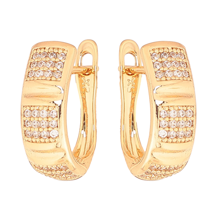 Серьги Xuping цвет Позолота 18K английский замок "Узор с кристаллами" фото №1