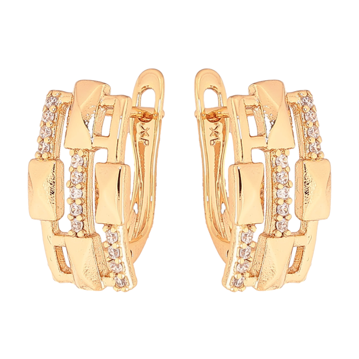 Серьги Xuping цвет Позолота 18K английский замок "Узор с кристаллами" фото №15