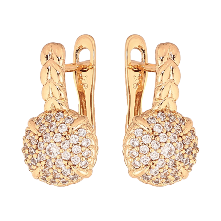 Серьги Xuping цвет Позолота 18K английский замок "Узор с кристаллами" фото №25