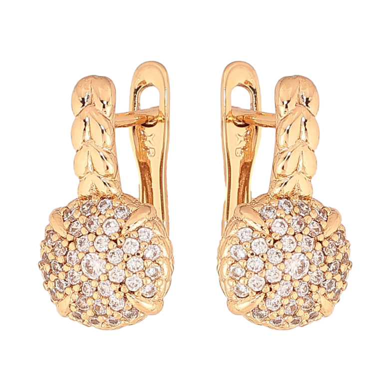 Серьги Xuping цвет Позолота 18K английский замок "Узор с кристаллами" фото №1