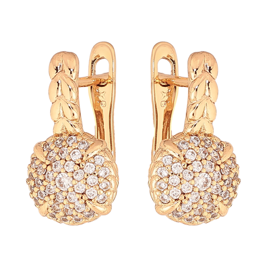 Серьги Xuping цвет Позолота 18K английский замок "Узор с кристаллами" фото №1