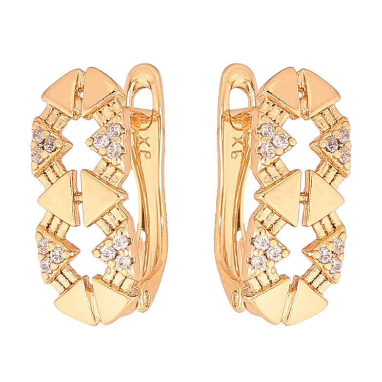 Серьги Xuping цвет Позолота 18K английский замок "Узор с кристаллами" фото №1