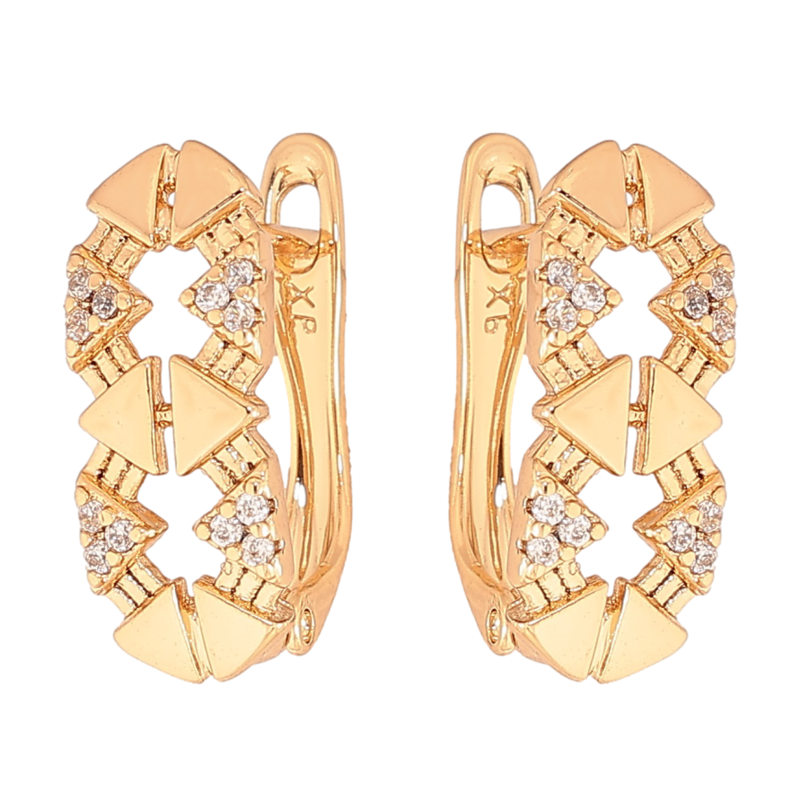 Серьги Xuping цвет Позолота 18K английский замок "Узор с кристаллами" фото №1