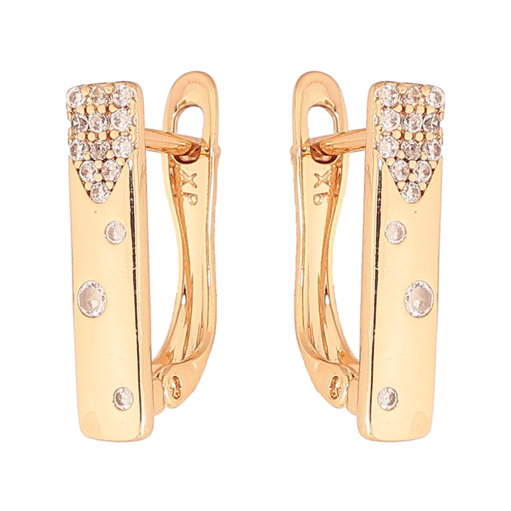 Серьги Xuping цвет Позолота 18K английский замок "Узор с кристаллами" фото №19