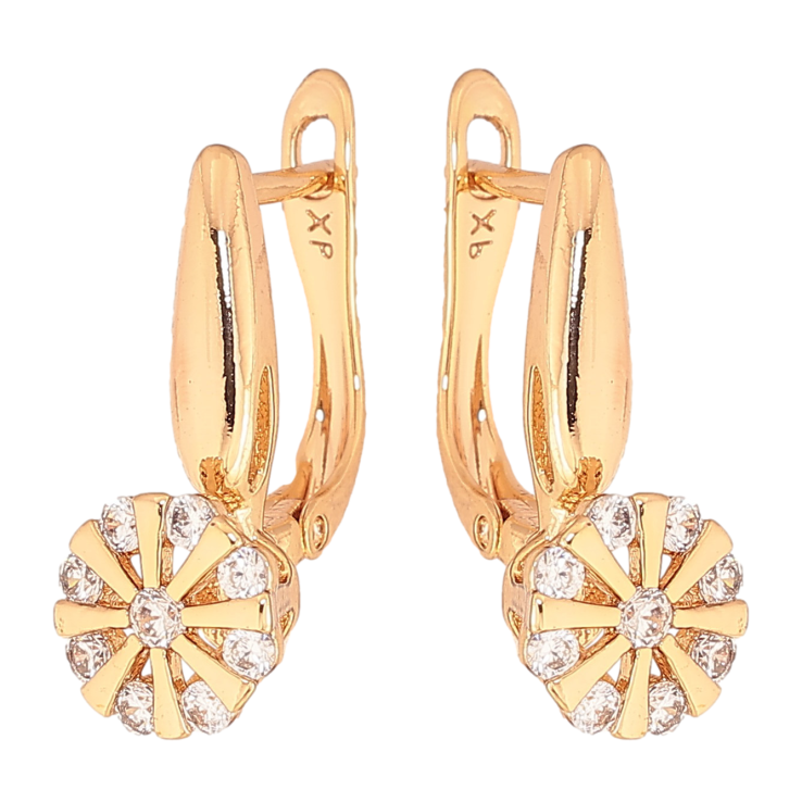 Серьги Xuping цвет Позолота 18K английский замок "Узор с кристаллами" фото №17