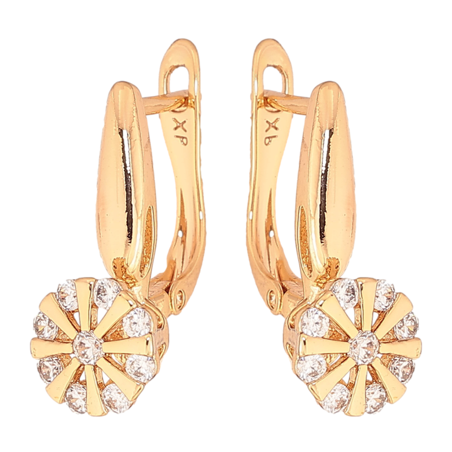 Серьги Xuping цвет Позолота 18K английский замок "Узор с кристаллами" фото №1