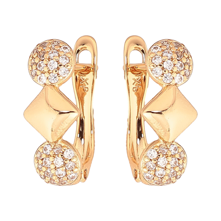 Серьги Xuping цвет Позолота 18K английский замок "Узор с кристаллами" фото №13