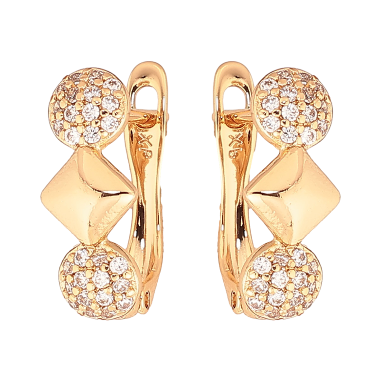 Серьги Xuping цвет Позолота 18K английский замок "Узор с кристаллами" фото №1