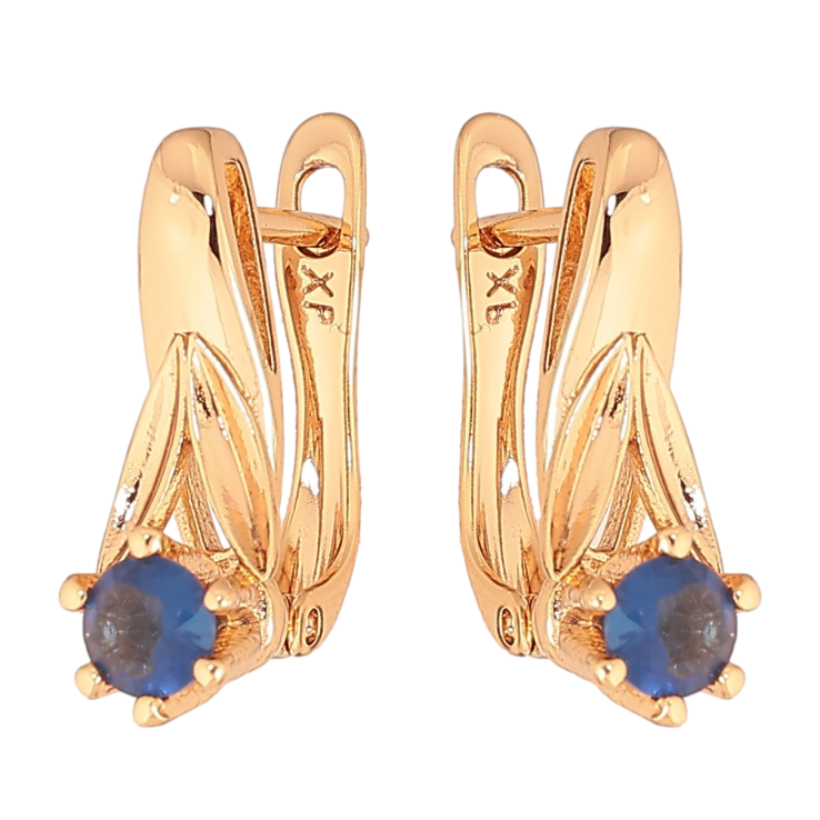 Сережки Xuping колір Позолота 18K англійський замок "Візерунок з синіми кристалами" фото №20