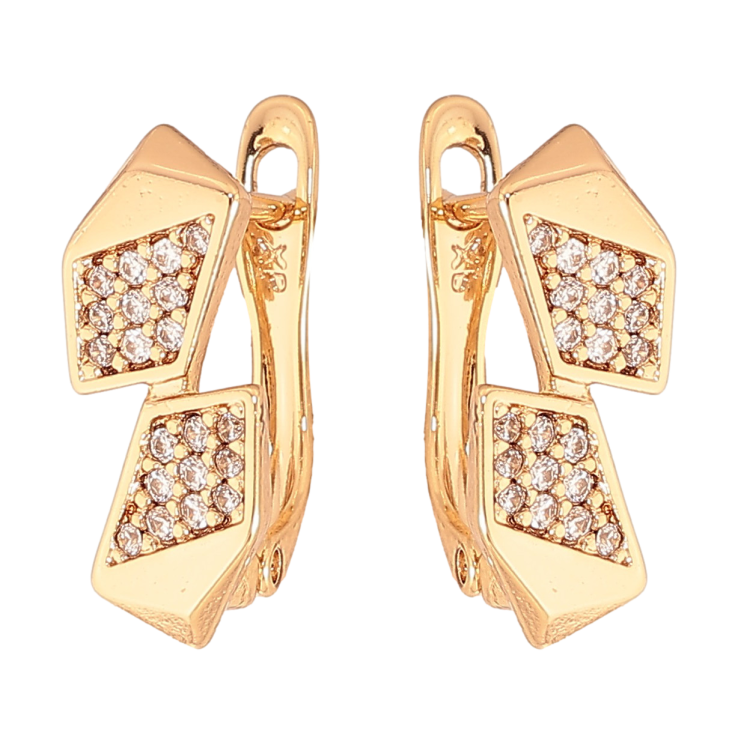 Сережки Xuping колір Позолота 18K англійський замок "Візерунок з кристалами" фото №12