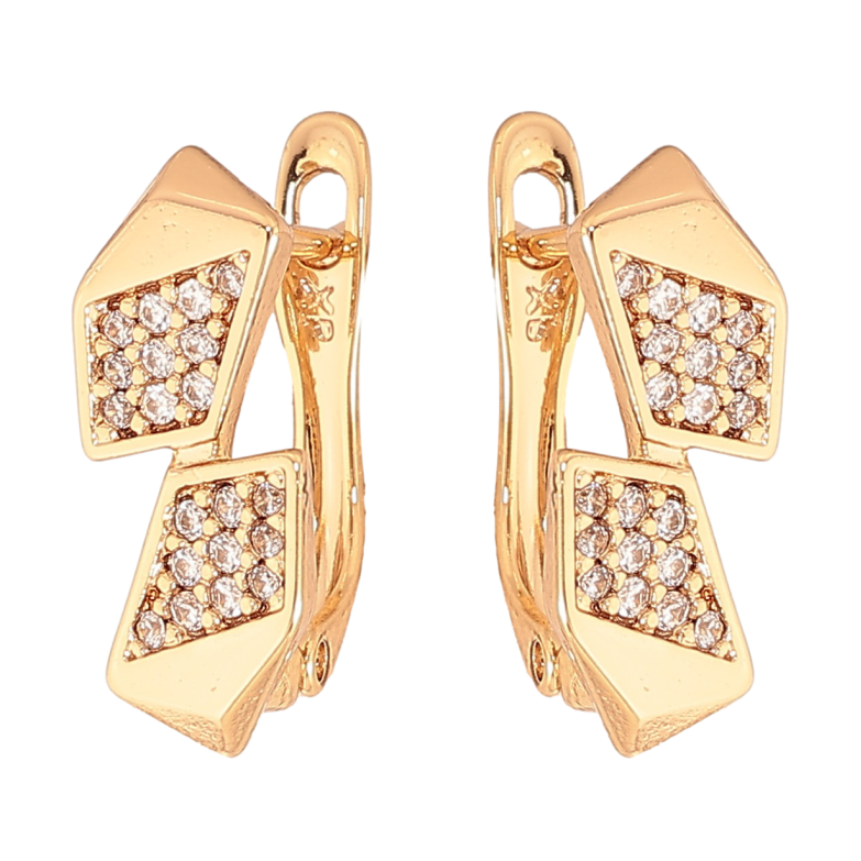 Сережки Xuping колір Позолота 18K англійський замок "Візерунок з кристалами" фото №1