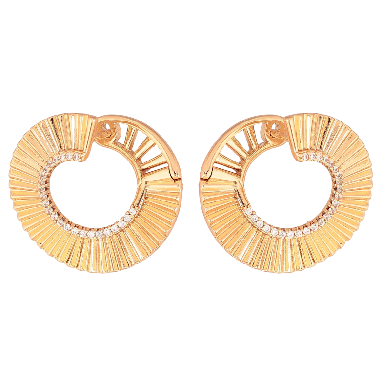 Сережки Xuping колір Позолота 18К англійський замок "Візерунок з кристалами" фото №2