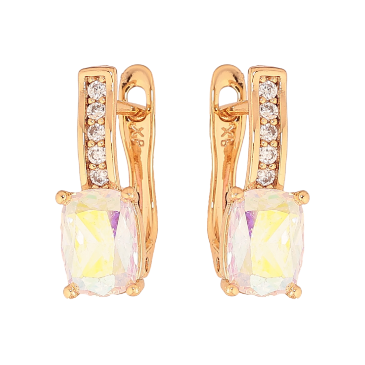 Серьги Xuping цвет Позолота 18К английский замок "Узор с радужными кристаллами" фото №22 Серьги Xuping цвет Позолота 18К английский замок "Узор с радужными кристаллами" фото №22