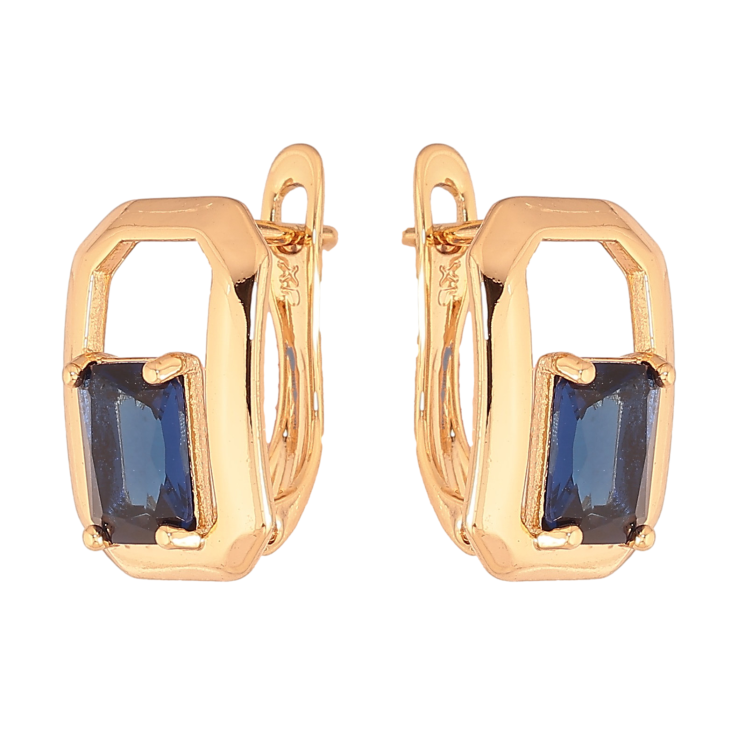 Серьги Xuping цвет Позолота 18К английский замок "Узор с синими кристаллами" фото №13 Серьги Xuping цвет Позолота 18К английский замок "Узор с синими кристаллами" фото №13