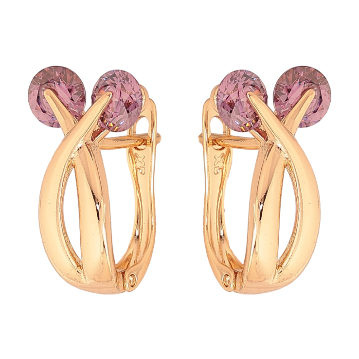 Серьги Xuping цвет Позолота 18К английский замок "Узор с сиреневыми кристаллами" фото №7 Серьги Xuping цвет Позолота 18К английский замок "Узор с сиреневыми кристаллами" фото №7