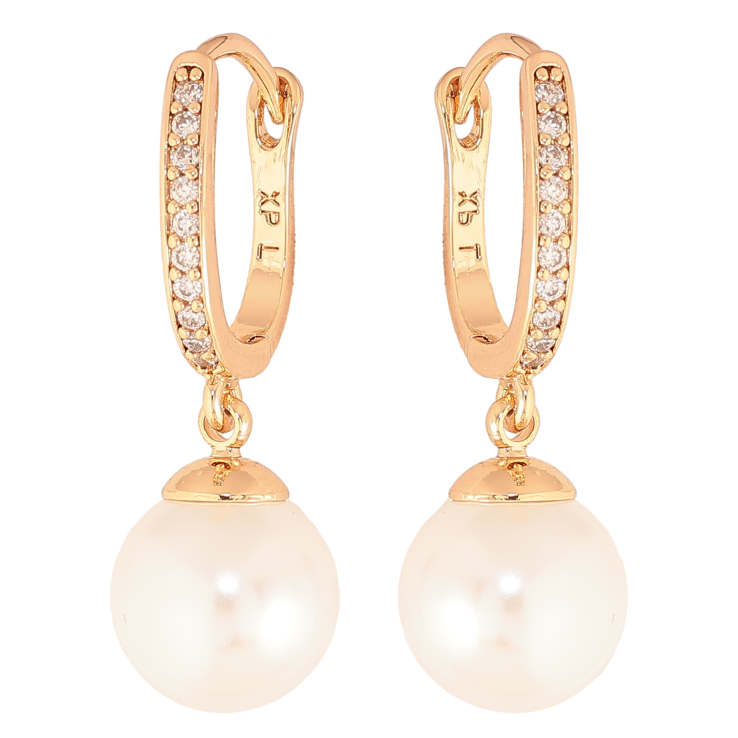 Серьги Xuping цвет Позолота 18К английский замок "Жемчужные подвески" фото №14