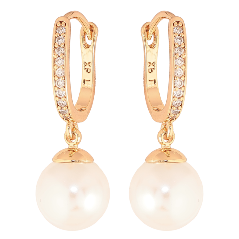 Серьги Xuping цвет Позолота 18К английский замок "Жемчужные подвески" фото №1