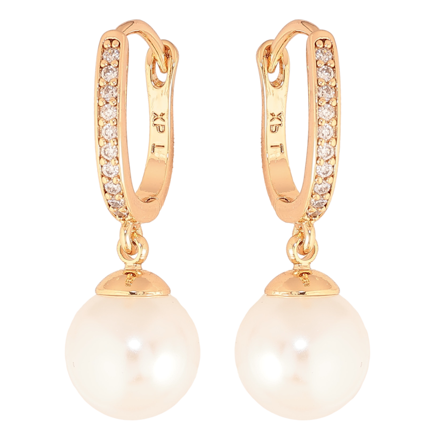 Серьги Xuping цвет Позолота 18К английский замок "Жемчужные подвески" фото №1