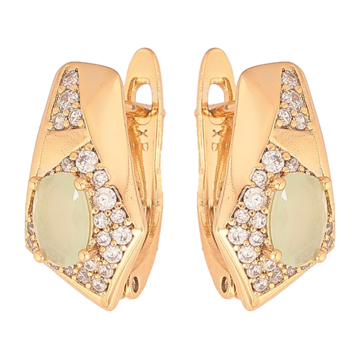 Серьги Xuping цвет Позолота 18К английский замок "Узор с кристаллами" фото №6