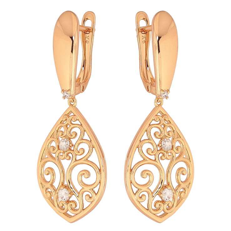 Серьги Xuping цвет Позолота 18К английский замок "Ажурные подвески" фото №23